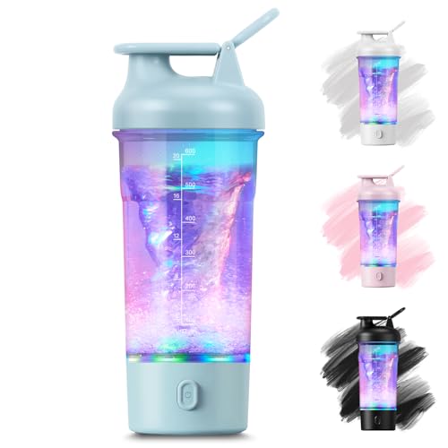 RDTOK Shaker proteinas electrico, 750ml shaker electrico con luz LED, mezclador de proteinas on USB C para polvo y batido de leche, tritan sin BPA (Azul)