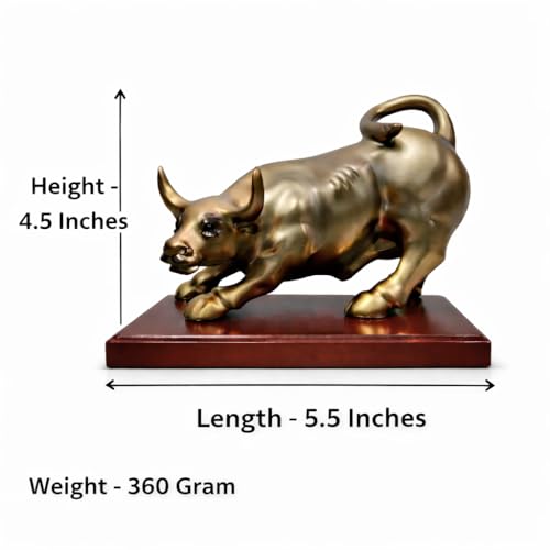 Image of Bull Statue Stock Market | Wall Street Bull Statue | Resin Sculpture Decorative Showpiece Animal Figurines for Home Decor, Tabletop, Offices, Christmas, Gifting Item