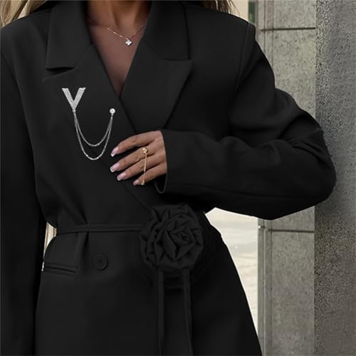 Image of 2PCS Crystal Hanging Chain Brooch Suit Pin for Men Women Vintage Crown Cross Star Diamond Broochs Gold and Silver Wedding Brooch for Clothes Dress Hats Bags Accessory