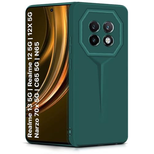 Image of WOW IMAGINE Back Cover for Realme 13 5G | Realme 12 5G | 12X 5G | Narzo 70x 5G | C65 5G | N65 | Blade Series Ultra Thin Case | Camera Protection | Soft Matte Silicone Flexible Mobile Case - Green