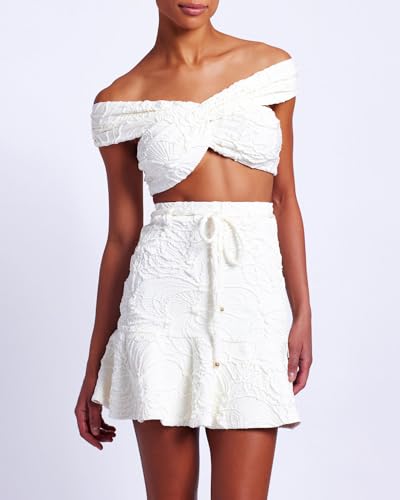 Jacquard Mini Skirt, S, White