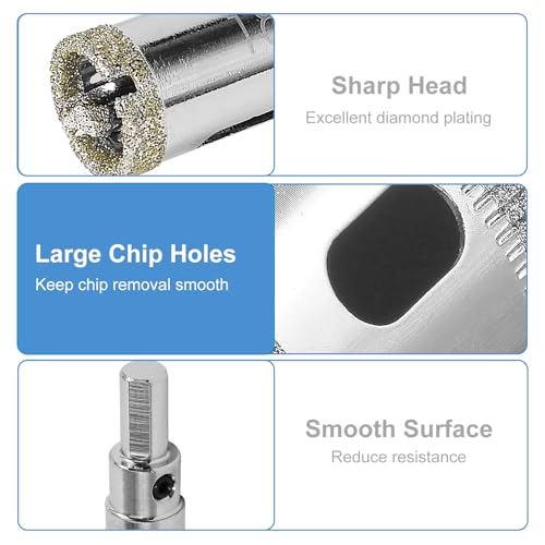 Image of 0.71 inch / 18mm Diamond Glass Hole Saw with Center Drill Bit for Ceramic, Tile, Marble