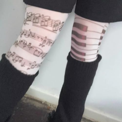 Piano Tights, Gothic Style, Fantasy Clothing, Women's Sexy Piano Key Stockings, Thigh-High3