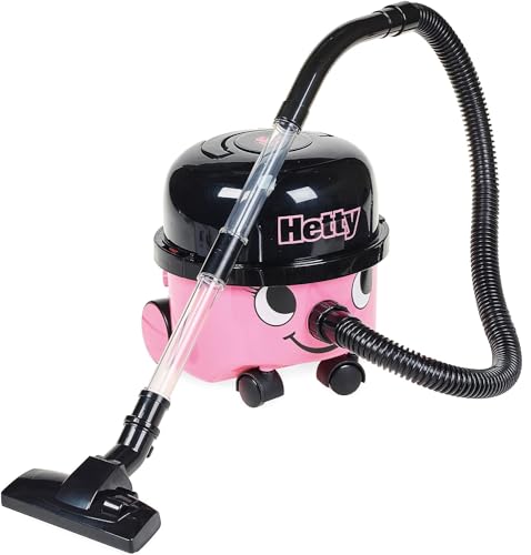 Casdon Henry & Hetty Toys - Hetty Vacuum Cleaner - Pink Vacuum Cleaner Toy with Real Function & Nozzle Accessories - Kids Cleaning Set - for Children Aged 3+