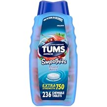 TUMS Smoothies Antacid Tablets, Heartburn Relief, Mixed Berry 236 Count | Extra Strength Formula, Neutralizes Acid Instantl