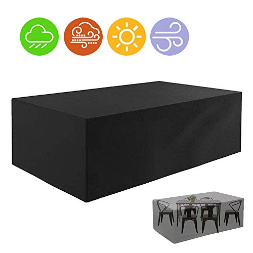 MINPE Copertura per mobili da Giardino, Set di Copertura, 210D Oxford, Telo Protettivo per mobili da Giardino, Rettangolare e Impermeabile (213 x 132 x 74 cm)