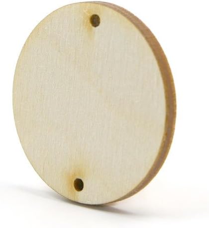 Mylittlewoodshop Pkg of 100 - Circle Cutout - 1-1/2 inches in Diameter with 2 2mm Holes and 1/8 inch Thick Unfinished Wood (LC-CCWH17-2-100)