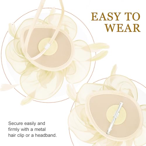 Image of DRESHOW Fascinators Hat Tea Party Headwear Ribbons Feathers on a Headband and a Clip for Women