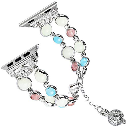 Correa de Reloj, Yesmile Pulsera Luminosa Hecha a Mano para el Reloj de Compatibles como Muestra la Foto Serie 38mm / 40mm 4 3 2 1 (Plateado)