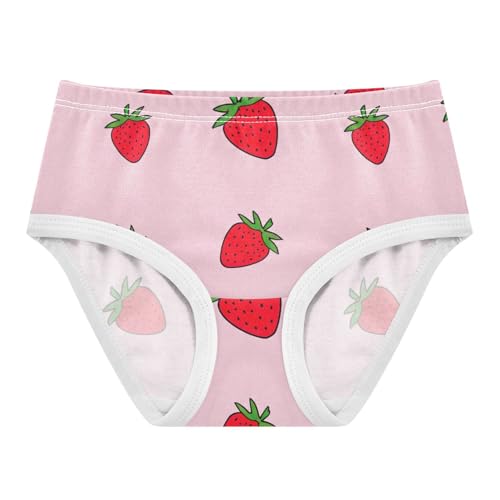 Cute Red Strawberries Soft Pink Toddler Underwear Custom 2t Cotton Panties Little Girl Bright Briefs Underpants