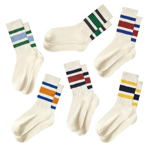 Image of Century Star Retro Striped Novelty Socks For Women Vintage Casual Crew Socks Sporty Calf Socks Cotton Socks Women