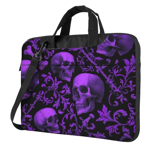 Bolso para portátil estampado de calaveras moradas 13 pulg. miniatura 1
