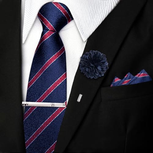 Image of DiBanGu Silk Zipper Ties for Men, Formal Pre-tied Necktie | Adjustable Tie,6PCS,Various Design Styles,Jacquard Woven,Skin-friendly,Practical Gift,Great for Wedding Party,Business Formal