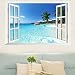 KOREL Large Removable Beach Sea 3D Window Decal WALL STICKER Home Decor Exotic Beach View Art Wallpaper Mural