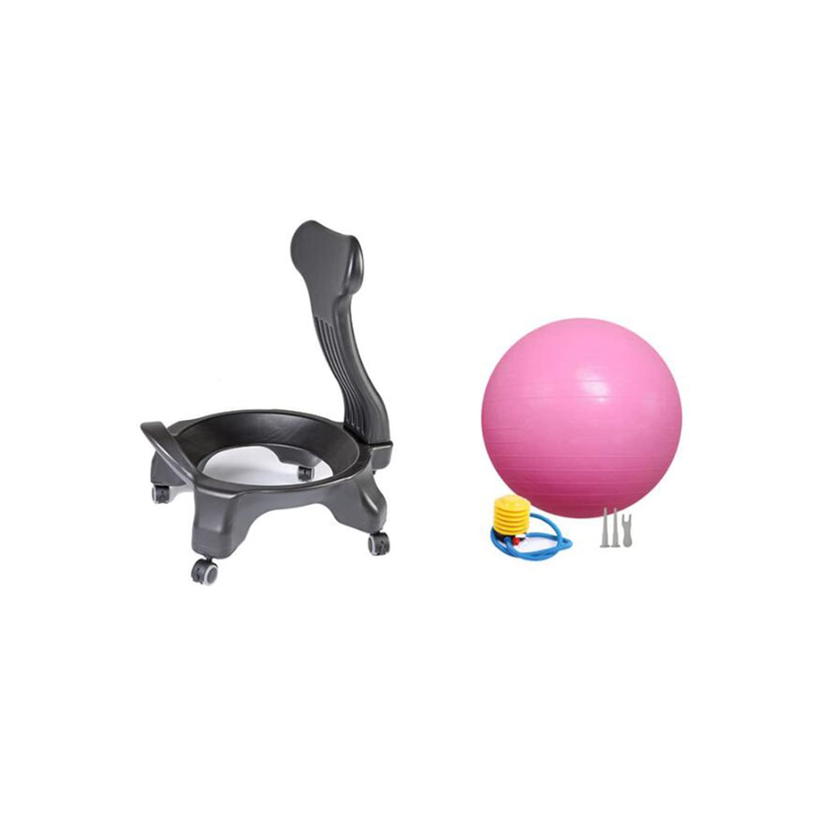 Cajolg Yoga Ball Chair Home Gym Office Chair Thickened Stability Balance Ball Birthing Ball Chair With Foot Pump Large Exercise Ball Used For Pregnancy Balance Birthing Therapy,Pink