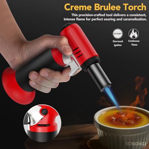 Image of Sondiko Butane Torch Lighter with Visible Fuel Window, Refillable Soldering Torch with Adjustable Flame for Welding, Resin Art, Industrial(Butane Gas Not Included)