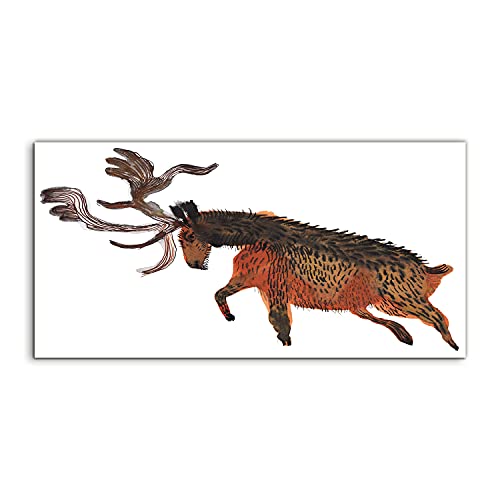 Art photo cerf aquarelle sur verre trempe haut de gamme en format 100x50cm