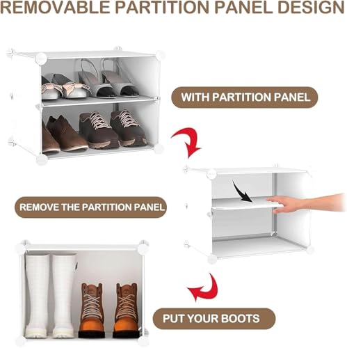 Image of LUHI Plastic Shoe Rack for Home with Door, 2-Door Shoe Storage Cabinet | 6-Shelfs for 12 Pairs | Waterproof & Portable DIY Shoe Slipper & Chappal Stand for Entryway /Bedroom (White, 3-Door)
