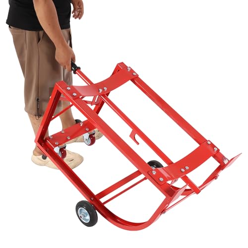 Carrello per tamburo, carrello mobile con ruote per fusti da 55 galloni, supporta 272,2 kg, ideale per officine e garage