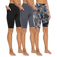 Syrinx Feminino Pacote Com 3 Shorts De Ciclista Bolsos – Spandex Cintura Alta Controle Barriga 8"/5" Para Academia E Ioga