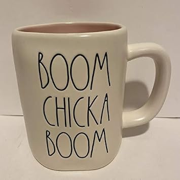 Rae Dunn BOOM CHICKA BOOM Mug PINK inside - EASTER - Ceramic