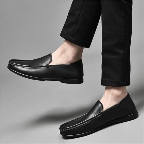 Solid Color Leather Round Toe Loafer Shoes Mens Lightweight Anti-Slip Comfortable Fashion Party Slip On4