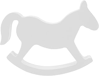 Healifty Small Wooden Rocking Horse Decor White Wedding Home Decoration Kids Toy Baby Shower Party Favor