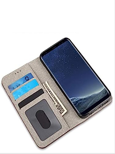 Image of ClickCase for vivo Y27 Blazer Series Cloth & Leather Wallet Flip Case Kick Stand with Magnetic Closure Flip Cover for vivo Y27 (Grey & Brown)