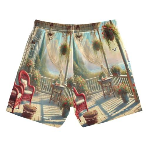 Seaside Balcony Boys Swim Trunks Quick Dry Toddler Swimsuit Boy Bathing Suits Board Shorts Swimwear M Multi2