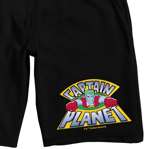 Bioworld Captain Planet Flying Logo Men's Black Sleep Pajama Shorts2