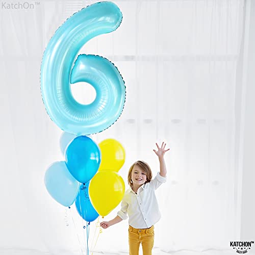 Image of KatchOn Giant Light Blue Number 6 Balloon - 40 Inch, Pack of 1