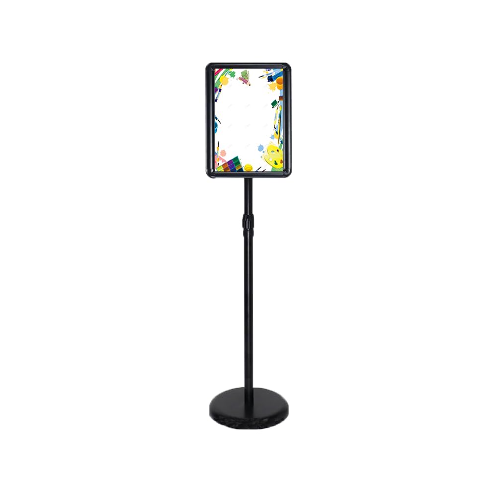 Soporte para cartel, expositor publicitario reemplazable en el suelo con esquina de seguridad y base redonda estable, 17,72 x 24,57 pulgadas, blanco (oro, 9,45 x 12,87 pulgadas)