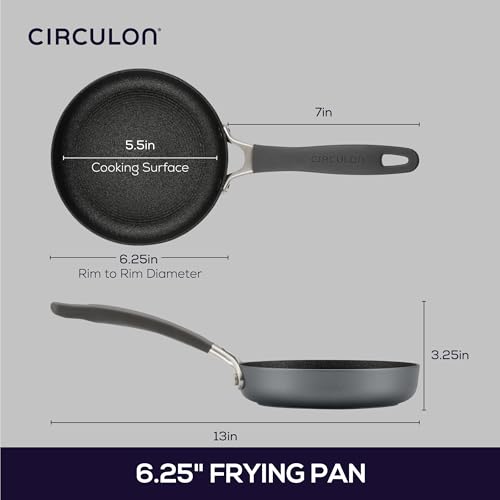 Image of Circulon A1 Series Nonstick Induction Mini Frying Pan, 6.25-Inch, Graphite | Nonstick frying pan for single servings, with ScratchDefense technology, fast, even heating, induction-ready, dishwasher safe