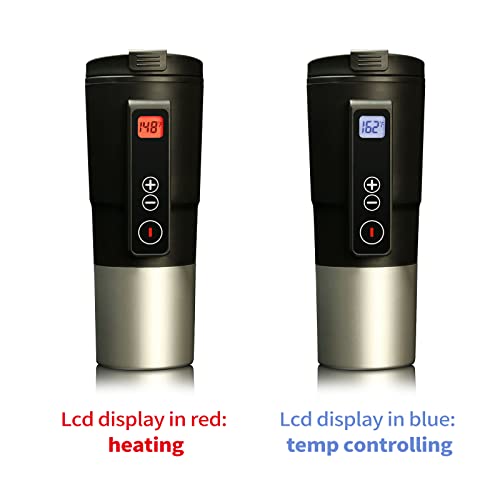 EAST MOUNT Smart Temperature Control Travel Coffee Mug Electric heated Travel Mug 12V Stainless Steel Tumbler Smart Heating Car Cup Keep Milk Warm LCD display Easily Washing Safe for use (Black) - Image 5