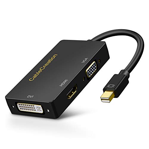 Mini DP to HDMI VGA DVI, CableCreation 3 in 1 Gold Plated Mini