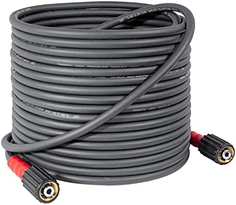 YAMATIC Top Flexible Pressure Washer Hose 50 FT 1/4", Kink Resistant Power Washer Hose Replacement for Flexzilla Uberflex Ryobi Genarac Troy Bilt Honda M22-14mm Rated 3200 PSI/Max 3700 PSI,Grey