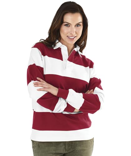 Image of Charles River Apparel Unisex Classic Rugby Shirt, Premium Cotton Jersey with Yarn-Dyed Stripe Design