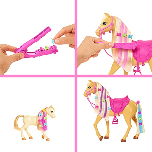 Barbie GXV77 - Frisier- und Reitspaß, Reitset mit Pferd, Pony, Puppe und über 20 Zubehörteilen, für Kinder ab 3 Jahren – Bild 5