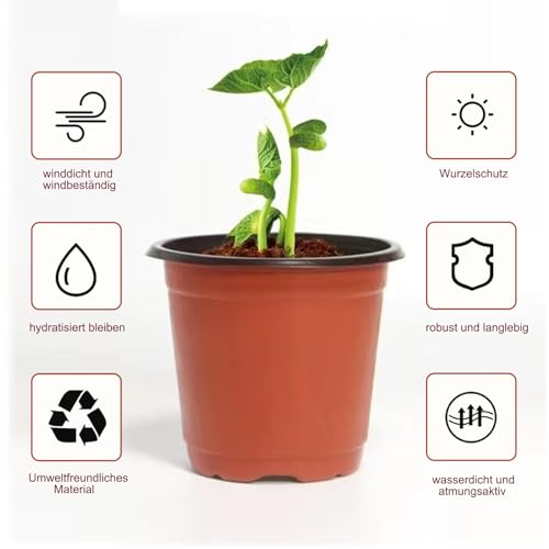 Lunyloer Donice do uprawy, 120 sztuk plastikowych doniczek, okrągłe, donice do uprawy owoców ogrodowych, warzyw, roślin kwiatowych, kolor pieprz (10 cm)