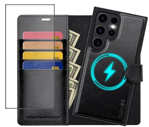 OCASE for Samsung Galaxy S24 Ultra Detachable Wallet Case with Card Holder, [2 in 1] PU Leather Flip Folio Case with RFID Blocking Magnetic Stand Shockproof Phone Cover 6.8 Inch 2024, Black