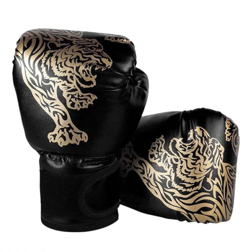 Guantes de boxeo para niños, 6 onzas, poliuretano, entrenamiento 3-12 años (negro)