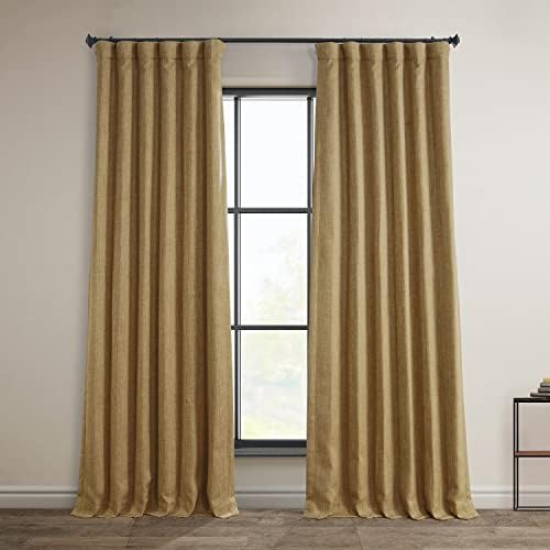 HPD Half Price Drapes BOCH-LN185-P Faux Linen Room Darkening Curtains for Bedroom (1 Panel), 50 X 108, Sea Thistle