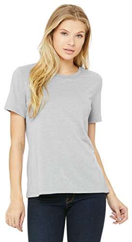 Bella Canvas Missy Relaxed V-Neck T-Shirt - Ringspun Combed Cotton, Triblend, Sideseamed (Color: Black Triblend)