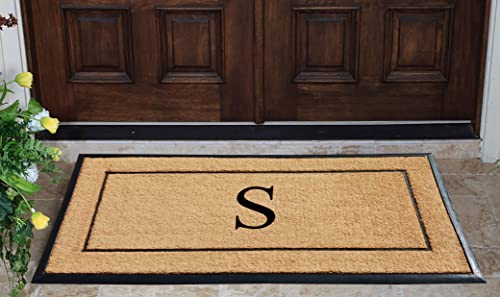 A1Hc Natural Coir & Rubber Large Monogrammed Door Mat 30X60 Inches Thick Durable Doormats For Entrance Heavy Duty, Thin Profile Front Door Mat, Long Lasting Front Door Entry Doormats #TOP1