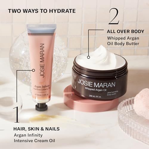 Josie Maran Intensive Creamy Oil - Multi-Tasking Skin Moisturizer & Everything Balm for Dry Lips, Elbows & Full Body Care - Powered by Argan Oil (2.2 Fl Oz)