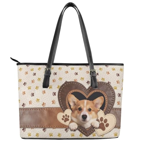 Bolso tote para mujer de GIFTPUZZ, bolso de hombro de cuero grande con correa ajustable y cierre de cremallera, impermeable miniatura 6