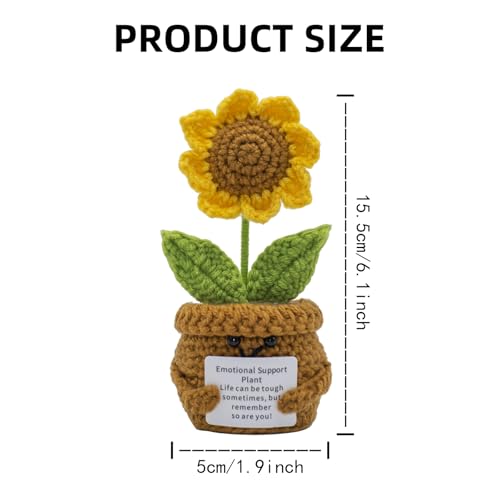Image of Crochet Flowers, Crochet Flowers Artificial Sunflower, Gratitude Crochet Flower Decor Gift for Friends Mother's Day Teacher's Day Anniversary Thank You Present
