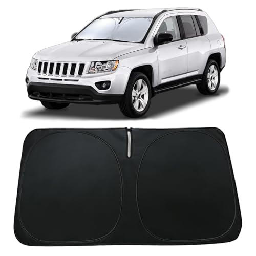 Image of Windshield Sun Shade Custom-Fit for Jeep Compass 2007-2016 | Front Window Sunshade with 240T Sun Visor Protector Foldable Heat Shield Blocks UV Rays, Car Accessories