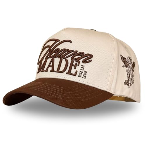 Vintage Faith & Forever Trucker Hat | Men & Women | Christian Cross God YHWH I Love Jesus Hats | Bride Bachelorette Engagement Wedding Cowboy Hat | Cotton | Snapback (Heaven Made | Brown)