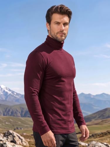 Image of CHKOKKO Winter Wear Cotton Plain Full Sleeve Turtle Neck Regular Fit T Shirt For Men